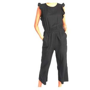 Old Navy, Black, Ruffle, Linen Jumpsuit, L.